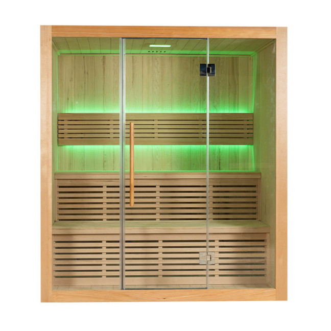 MO-SS1814H Dry sauna with HARVIA 6 kW heater | Thermo Wood | Panoramic Glass