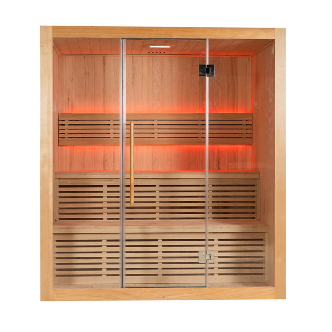 MO-SS1814H Dry sauna with HARVIA 6 kW heater | Thermo Wood | Panoramic Glass