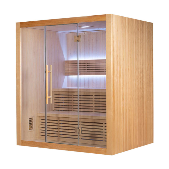 MO-SS1814H Dry sauna with HARVIA 6 kW heater | Thermo Wood | Panoramic Glass