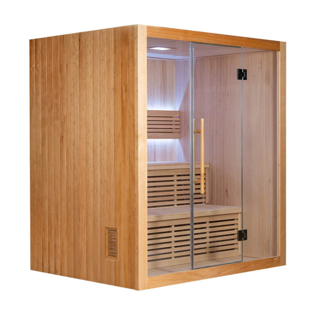MO-SS1814H Dry sauna with HARVIA 6 kW heater | Thermo Wood | Panoramic Glass