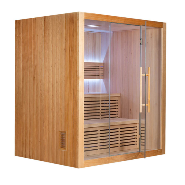 MO-SS1814H Dry sauna with HARVIA 6 kW heater | Thermo Wood | Panoramic Glass
