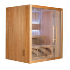 MO-SS1814H Dry sauna with HARVIA 6 kW heater | Thermo Wood | Panoramic Glass