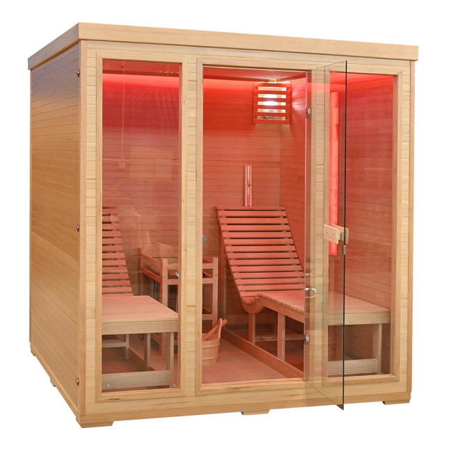 MO-TS4 Dry sauna with HARVIA 8 kW heater and loungers | Ready to Assemble | Elegant Minimalism
