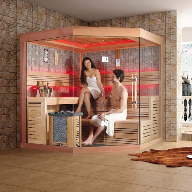 MUE-1242 Dry sauna with HARVIA 6kW heater | Modern Design | Home SPA