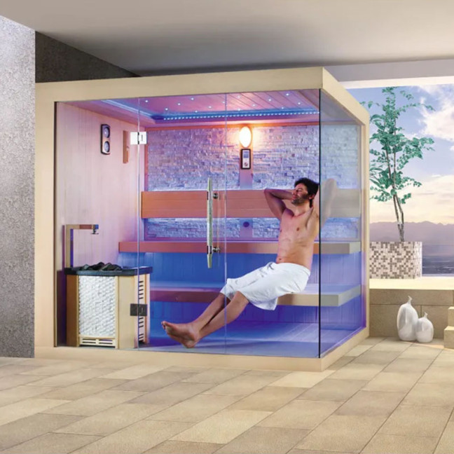 MUE-1245 Dry sauna with HARVIA 6kW heater | Scandinavian Style | Modern Design