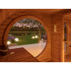 Oval Sauna Raiki Outdoor for 4 people / Electric or Wood Burning Harvia Stove / High Quality Heat Treated Scandinavian Spruce