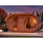 Oval Sauna Raiki Outdoor for 4 people / Electric or Wood Burning Harvia Stove / High Quality Heat Treated Scandinavian Spruce