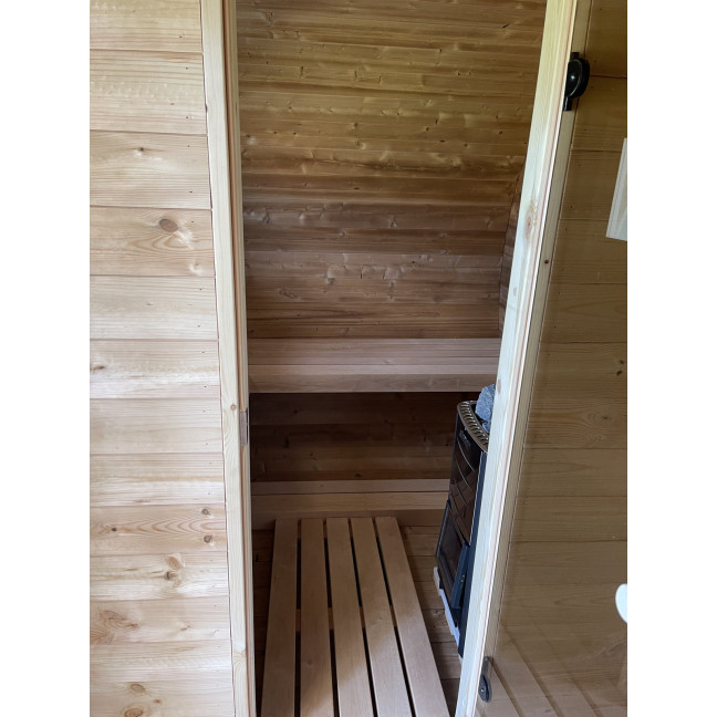 Oval Classic Outdoor Sauna for 5 people / Electric or Wood Burning Harvia Stove / High Quality Heat Treated Scandinavian Spruce