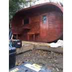 Oval Classic Outdoor Sauna for 5 people / Electric or Wood Burning Harvia Stove / High Quality Heat Treated Scandinavian Spruce