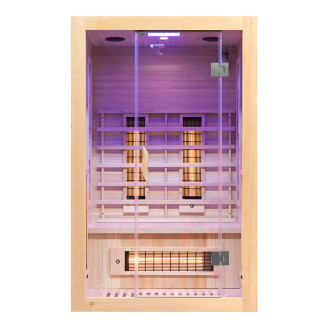 MO-EA2R Infrared sauna with Himalayan salt stones | Ready to Assemble | Natural Wood