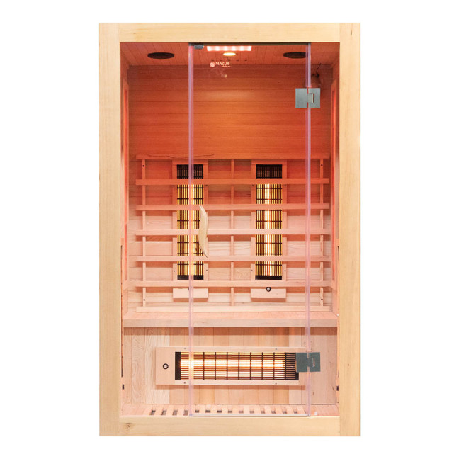 MO-EA2R Infrared sauna with Himalayan salt stones | Ready to Assemble | Natural Wood