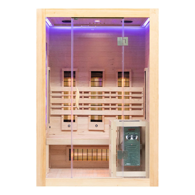 MO-EA2R-M COMBO Infrared/Finnish sauna with HARVIA 3.5 kW heater and salt stone | For Family and Friends | Thermo Wood