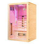 MO-EA2R Infrared sauna with Himalayan salt stones | Ready to Assemble | Natural Wood