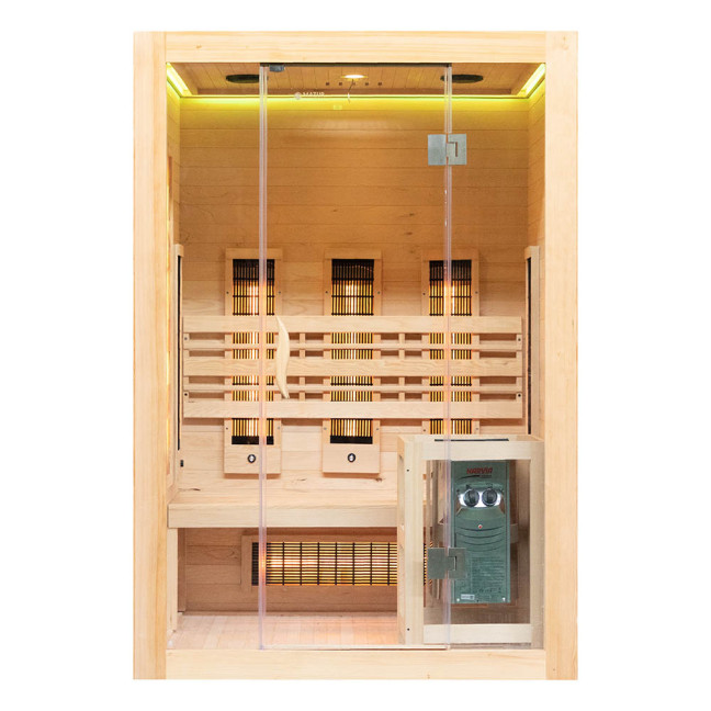 MO-EA2R-M COMBO Infrared/Finnish sauna with HARVIA 3.5 kW heater and salt stone | For Family and Friends | Thermo Wood