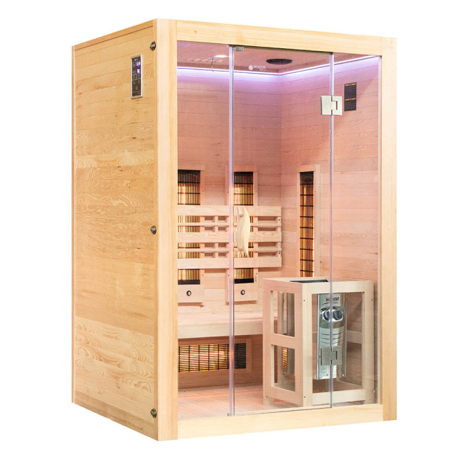 MO-EA2R-M COMBO Infrared/Finnish sauna with HARVIA 3.5 kW heater and salt stone | For Family and Friends | Thermo Wood
