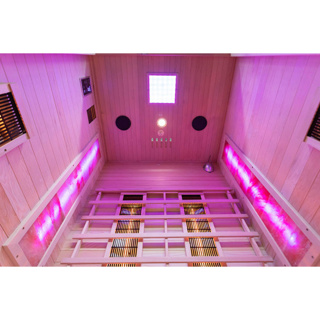 MO-EA2R Infrared sauna with Himalayan salt stones | Ready to Assemble | Natural Wood