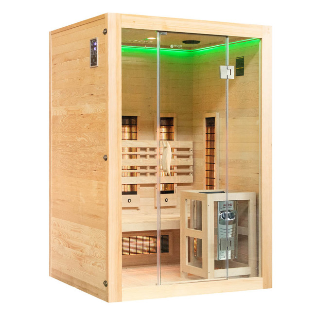 MO-EA2R-M COMBO Infrared/Finnish sauna with HARVIA 3.5 kW heater and salt stone | For Family and Friends | Thermo Wood
