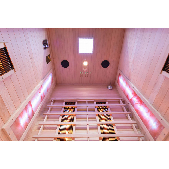 MO-EA2R Infrared sauna with Himalayan salt stones | Ready to Assemble | Natural Wood