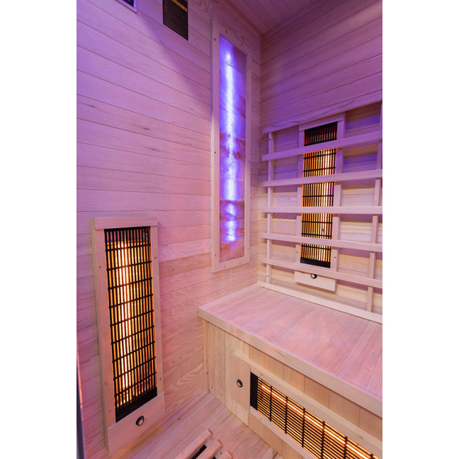 MO-EA2R Infrared sauna with Himalayan salt stones | Ready to Assemble | Natural Wood