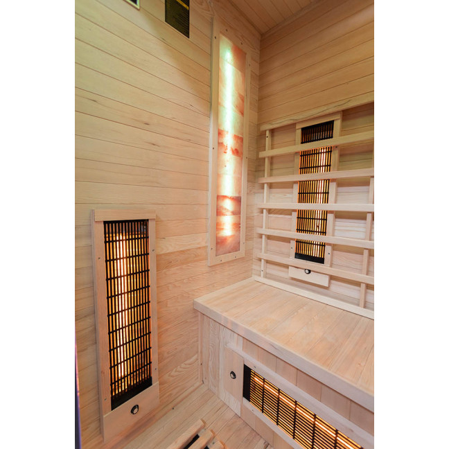 MO-EA2R Infrared sauna with Himalayan salt stones | Ready to Assemble | Natural Wood