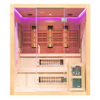 MO-EA4R-M COMBO Infrared/Finnish sauna with HARVIA 8 kW heater and salt stone | Modern Design | Thermo Wood