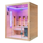 MO-EA3R-M COMBO Infrared/Finnish sauna with HARVIA 4.5 kW heater and salt stonez | Home SPA | Panoramic Glass
