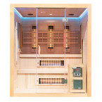MO-EA4R-M COMBO Infrared/Finnish sauna with HARVIA 8 kW heater and salt stone | Modern Design | Thermo Wood