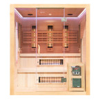 MO-EA4R-M COMBO Infrared/Finnish sauna with HARVIA 8 kW heater and salt stone | Modern Design | Thermo Wood