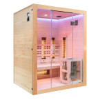 MO-EA3R-M COMBO Infrared/Finnish sauna with HARVIA 4.5 kW heater and salt stonez | Home SPA | Panoramic Glass