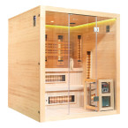 MO-EA4R-M COMBO Infrared/Finnish sauna with HARVIA 8 kW heater and salt stone | Modern Design | Thermo Wood