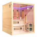 MO-EA4R-M COMBO Infrared/Finnish sauna with HARVIA 8 kW heater and salt stone | Modern Design | Thermo Wood
