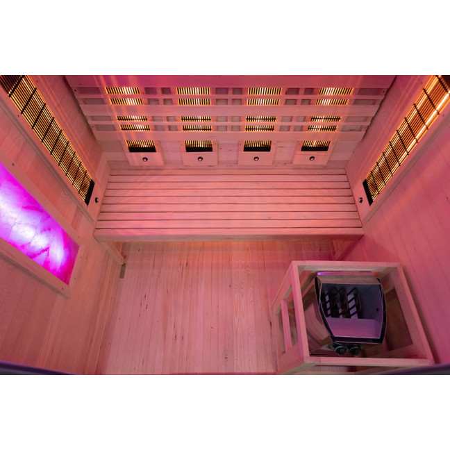 MO-EA3R-M COMBO Infrared/Finnish sauna with HARVIA 4.5 kW heater and salt stonez | Home SPA | Panoramic Glass