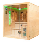 MO-EA4R-M COMBO Infrared/Finnish sauna with HARVIA 8 kW heater and salt stone | Modern Design | Thermo Wood