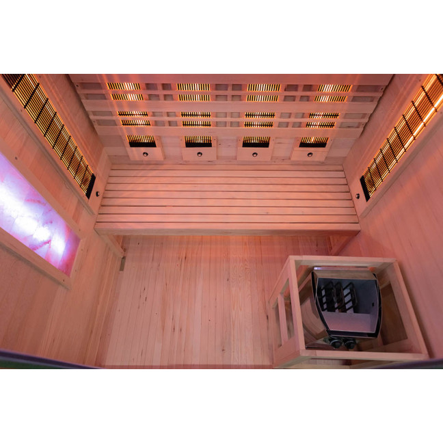 MO-EA3R-M COMBO Infrared/Finnish sauna with HARVIA 4.5 kW heater and salt stonez | Home SPA | Panoramic Glass