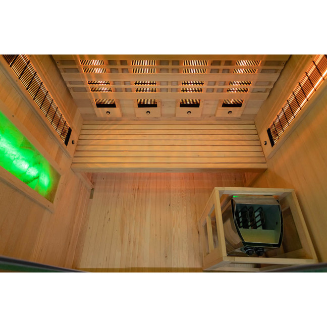 MO-EA3R-M COMBO Infrared/Finnish sauna with HARVIA 4.5 kW heater and salt stonez | Home SPA | Panoramic Glass
