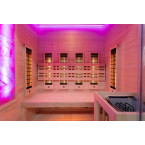 MO-EA3R-M COMBO Infrared/Finnish sauna with HARVIA 4.5 kW heater and salt stonez | Home SPA | Panoramic Glass