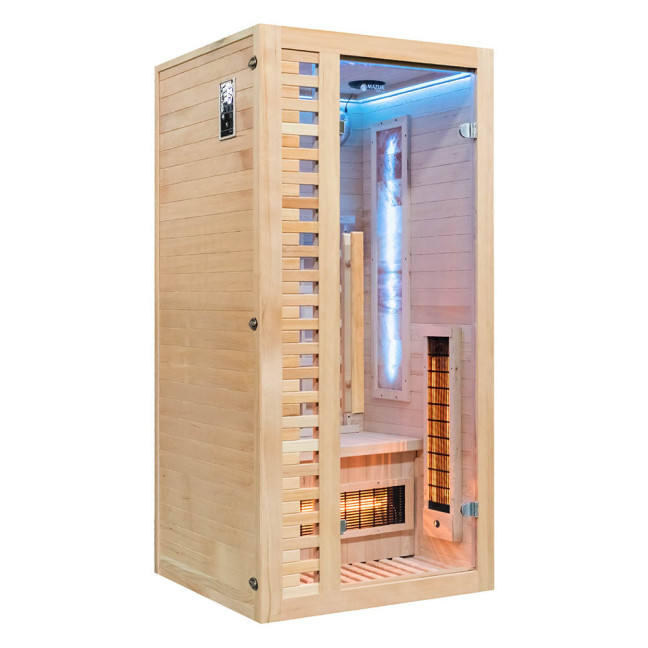 MO-C1ST Infrared sauna with salt stone + tourmalines | Natural Wood | Elegant Minimalism
