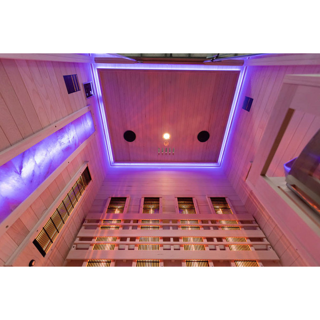 MO-EA3R-M COMBO Infrared/Finnish sauna with HARVIA 4.5 kW heater and salt stonez | Home SPA | Panoramic Glass