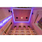 MO-EA3R-M COMBO Infrared/Finnish sauna with HARVIA 4.5 kW heater and salt stonez | Home SPA | Panoramic Glass