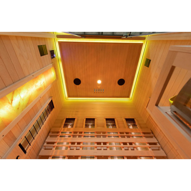MO-EA3R-M COMBO Infrared/Finnish sauna with HARVIA 4.5 kW heater and salt stonez | Home SPA | Panoramic Glass