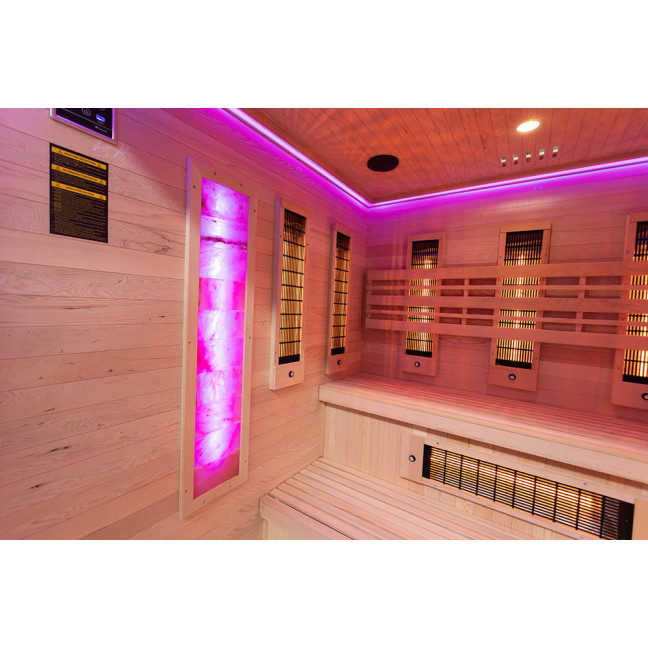 MO-EA4R-M COMBO Infrared/Finnish sauna with HARVIA 8 kW heater and salt stone | Modern Design | Thermo Wood