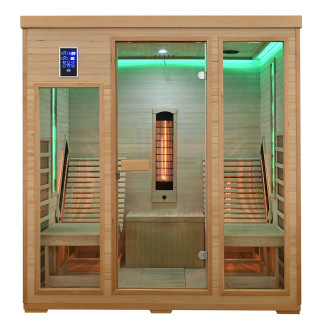 MO-RL4SL Infrared sauna with loungers and salt stone | Modern Design | Panoramic Glass