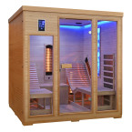 MO-RL4SL Infrared sauna with loungers and salt stone | Modern Design | Panoramic Glass