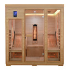 MO-RL4SL Infrared sauna with loungers and salt stone | Modern Design | Panoramic Glass