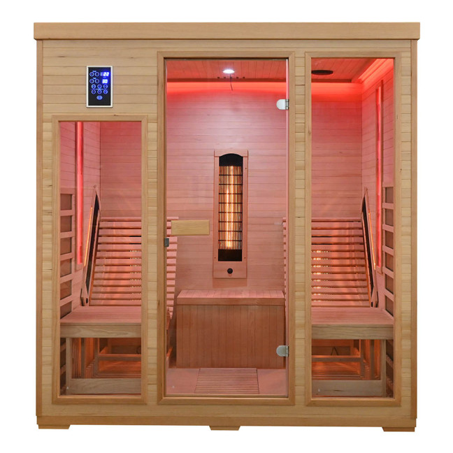 MO-RL4SL Infrared sauna with loungers and salt stone | Modern Design | Panoramic Glass