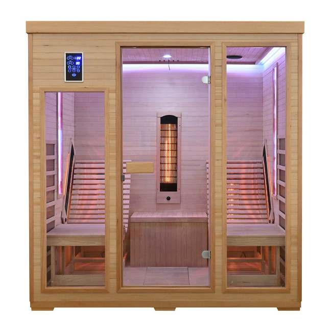 MO-RL4SL Infrared sauna with loungers and salt stone | Modern Design | Panoramic Glass