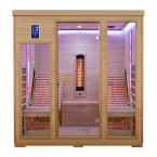 MO-RL4SL Infrared sauna with loungers and salt stone | Modern Design | Panoramic Glass