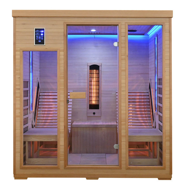 MO-RL4SL Infrared sauna with loungers and salt stone | Modern Design | Panoramic Glass