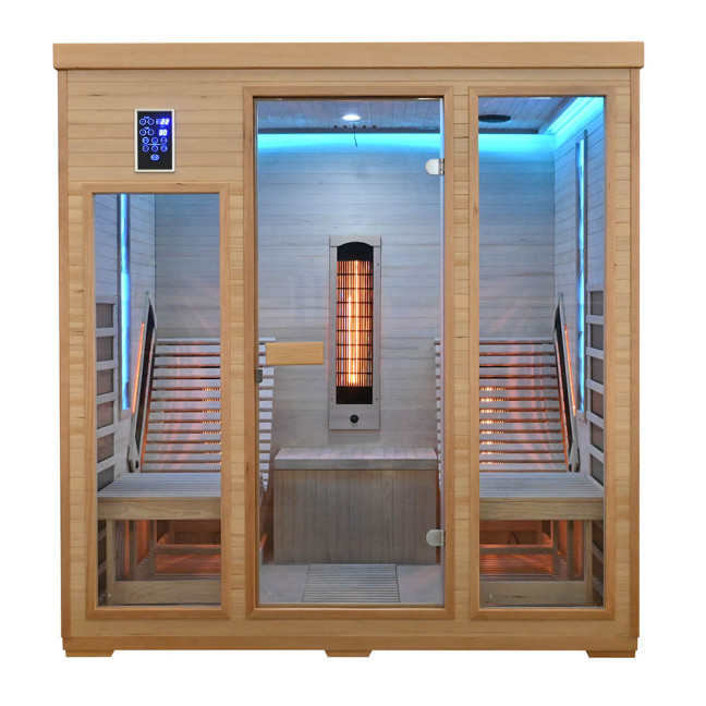 MO-RL4SL Infrared sauna with loungers and salt stone | Modern Design | Panoramic Glass
