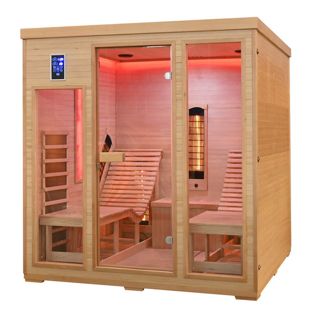 MO-RL4SL Infrared sauna with loungers and salt stone | Modern Design | Panoramic Glass